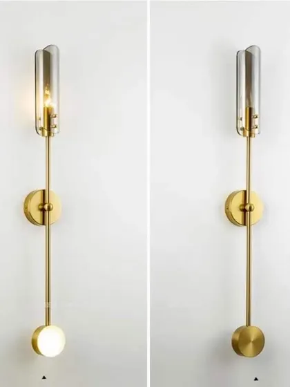 A closer look at the dual-light wall sconce, showing its elegant design and quality finishes.