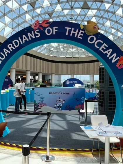 The entrance to our "Guardians of the Ocean" robotics zone at Forum Mall. We love creating these pop-up events to bring the excitement of robotics to the wider community.