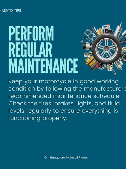 Regular maintenance is not optional. We remind our members to follow their bike's service schedule and regularly check tires, brakes, lights, and fluids to keep their machines in top condition.