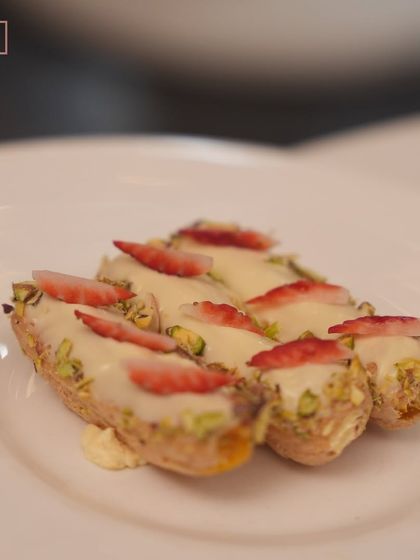 Our special Chocolate Pour Profiteroles, a secret dessert revealed only on Christmas day. It’s a decadent and celebratory treat for the holiday.