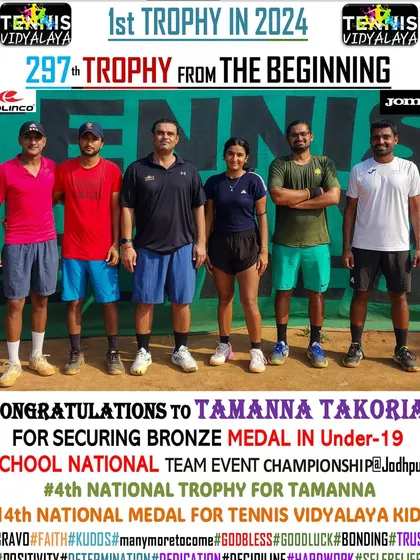A proud moment for our academy as Tamanna Takoria secures a Bronze Medal in the Under-19 School National Team Event Championship in Jodhpur. This was the 14th national medal for our players.