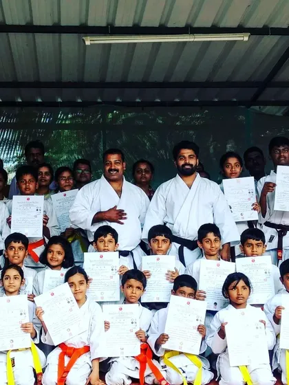 Progression is a core part of the martial arts journey. Here, our students proudly display their certificates after a successful belt grading, marking their advancement and commitment to Kenyu Ryu Karate.