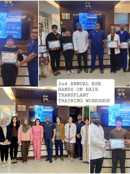 Certificate distribution at our 2nd Annual KSK Hands-On Hair Transplant Training Workshop. We welcome and train enthusiastic physicians from all over the world.