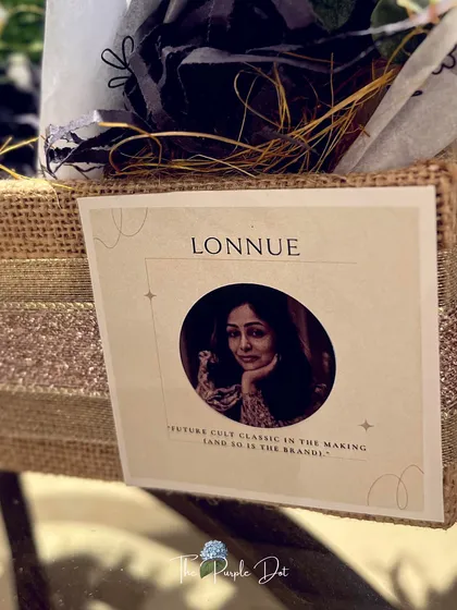 Personalization is key in brand launch gifting. This custom tag, featuring the founder of the brand Lonnue, adds a deeply personal touch that makes the recipient feel connected to the story.