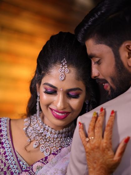 Our bride Sahana looks absolutely stunning at her reception. She chose a glamorous diamond-look CZ set that sparkles with every smile.