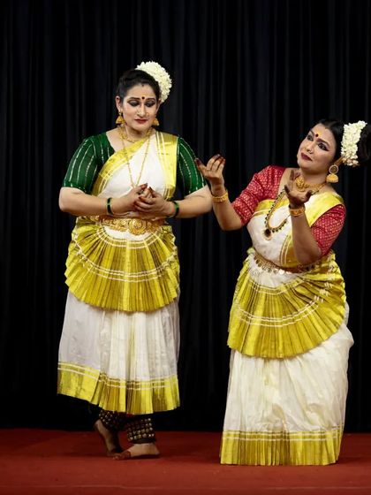 Another moment from our "Rukmini and Satyabhama" duet, showing the interaction and emotional exchange between the two characters.