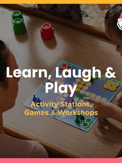 Another view of the "Learn, Laugh & Play" zone at the Christmas carnival.