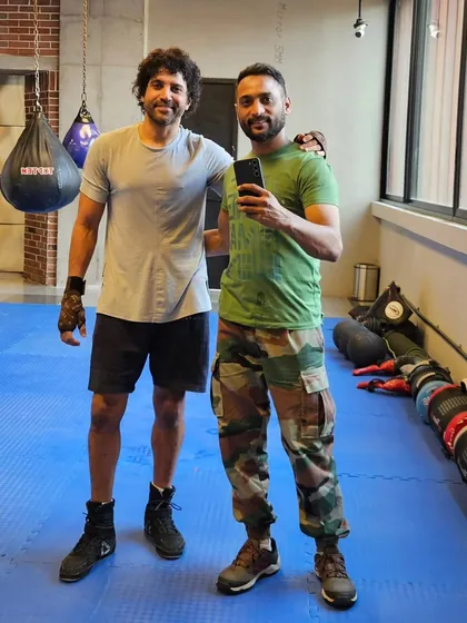 It is always a pleasure training dedicated actors like Farhan Akhtar. His commitment to fitness for his roles is incredible, and we work on boxing technique, footwork, and fight conditioning to get him ready.