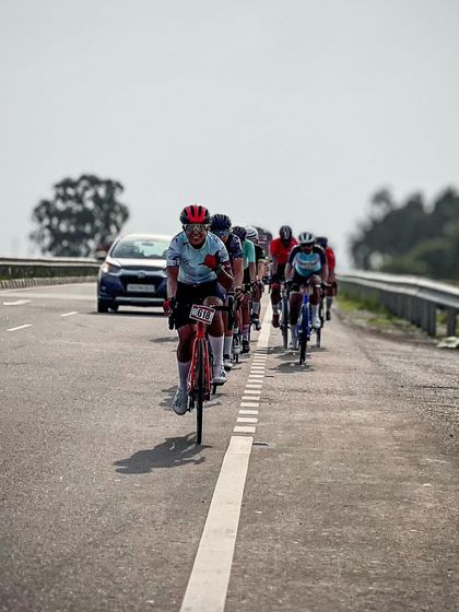 The peloton, a tight and fast-moving group.