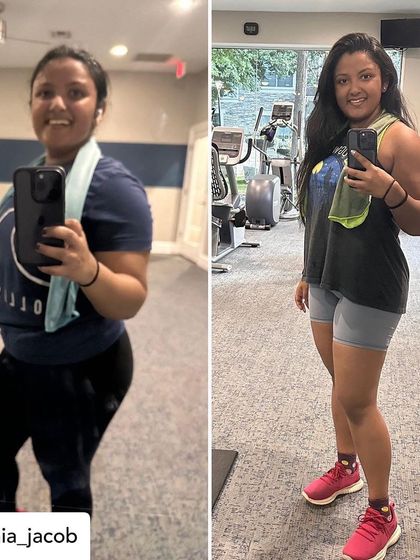 So proud of my client Mia's progress. She got back on track by consistently strength training 3 times a week, hitting her step goals, and increasing her protein intake while in a calorie deficit.