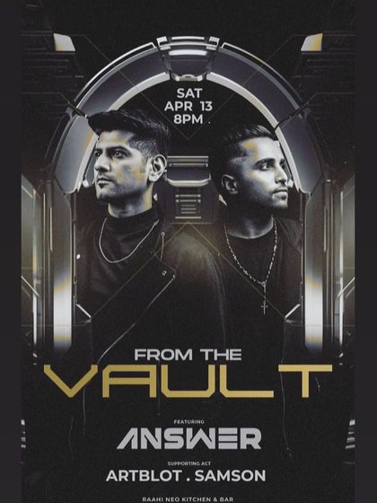 The flyer for a "From The Vault" event at Raahi, featuring Answer. These nights are all about showcasing top-tier electronic music.