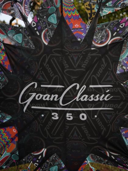 This image shows the event branding for the "Goan Classic 350" launch. It demonstrates my work covering not just the lifestyle shoots but also the branding and atmosphere of launch events.
