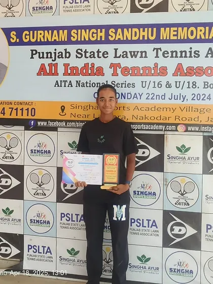 Manshi Singh making her mark at the AITA National Series U-18 doubles tournament in Jalandhar.
