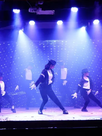 The junior MJs in their classic sequined jackets and hats. We pay close attention to costuming to make our tribute acts authentic and exciting.
