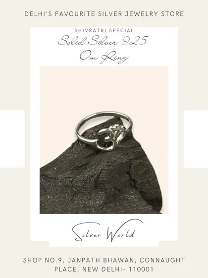 A solid silver 'Om' ring with a clean, minimalist design. This unisex piece is perfect for daily wear as a symbol of peace and spirituality.
