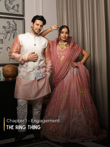 This is the first chapter of your wedding story: the engagement. I work with couples to create coordinated, elegant looks, ensuring both the bride and groom feel confident and look stunning for this special occasion.