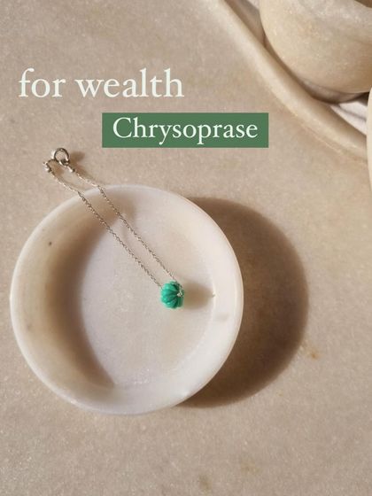 My 'Melon charms' collection includes this Chrysoprase bracelet, a stone for wealth and creativity. It's also known to help mend a broken heart.