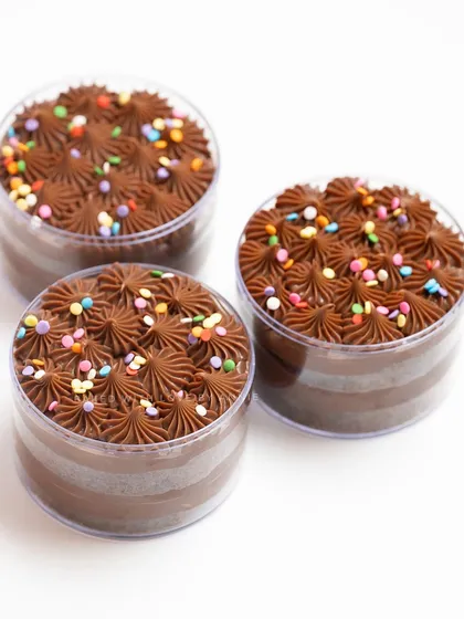 A trio of my Belgian Milk Chocolate Cake Tubs. These adorable tubs are ideal for gifting and will take you right down memory lane with every spoonful.