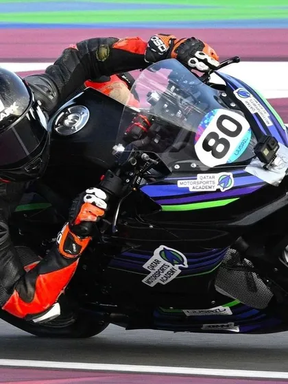 Another shot of Rakshith Dave, who secured a double podium for India in the Qatar Supersport 300. His success is a testament to our pro-level coaching and his hard work.