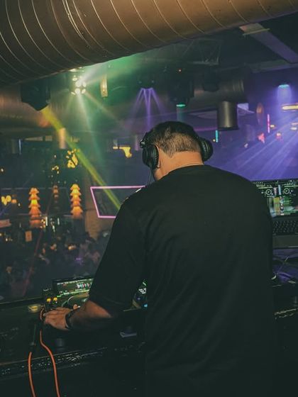 Another perspective from the DJ booth, looking out onto the dancefloor. This is my command center for the night.