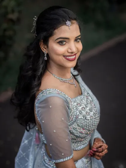 A lovely close-up portrait of the bride-to-be, Prajakta, on her engagement day.