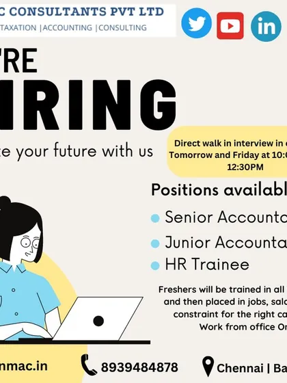We are growing and always looking for talented accountants. This is a testament to the demand for skilled professionals in our field, and standout students from my training often get an opportunity to work with us or our network.