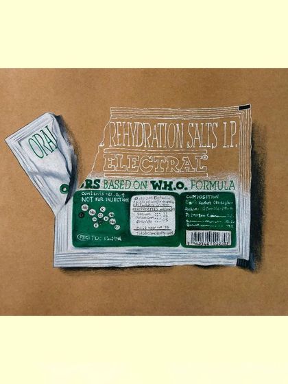 Even a simple packet of Electral oral rehydration salts can become a subject for art. This drawing is part of my object studies series, where I practice realism by observing and rendering everyday items.