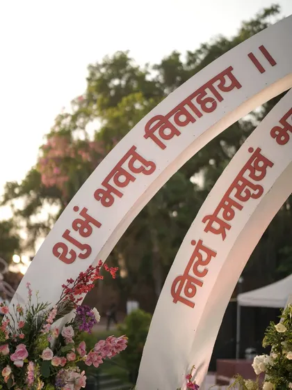 It's all in the details. For the 'Mantram' wedding, we chose specific Sanskrit verses that held special meaning for the couple, making their mandap a true reflection of their story.