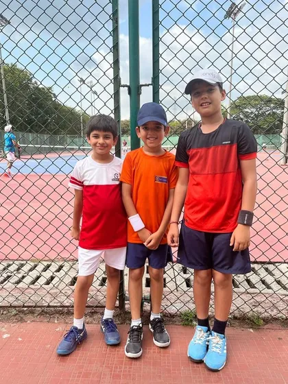 The three musketeers of our Under-10 program. Tennis is a great way for kids to build lasting friendships while learning a new skill.