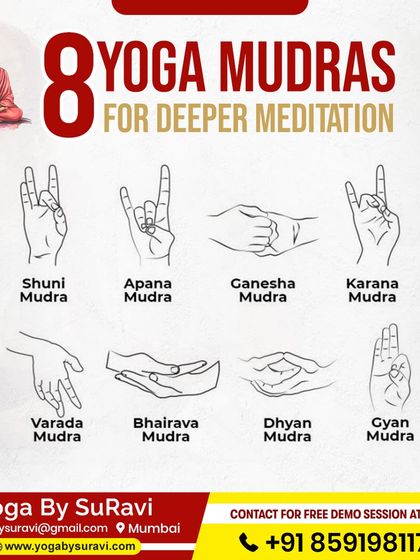 Deepen your meditation with these eight essential yoga mudras, including Gyan Mudra and Dhyan Mudra, to balance your energy and enhance focus.