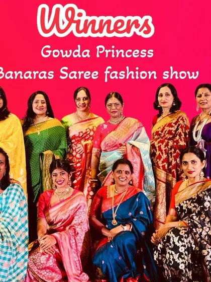 A moment of pure joy. Our 'Banaras Beauties' winning first place at the Gowda Princess fashion show. These wonderful women are not models, but my clients and friends, which makes this victory even sweeter.