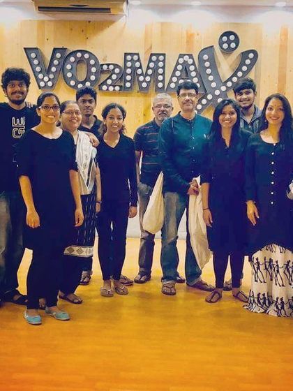 Team PuppeTree after a successful houseful show. Happy faces all around after sharing our stories.