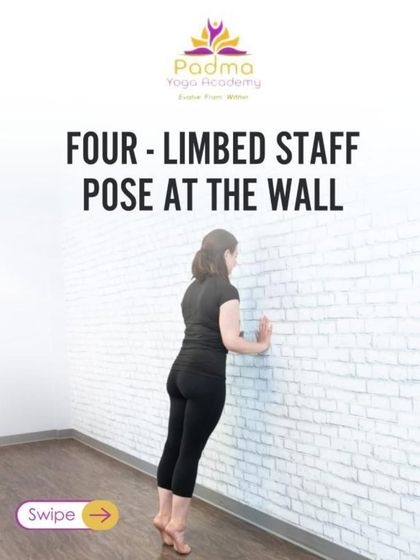 Use the wall for a modified Four-Limbed Staff Pose to build upper body strength gently and safely.