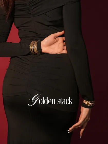 Introducing our Everyday Golden Stack, because one golden bangle is never enough. This image showcases a collection of our versatile gold cuffs and bangles.