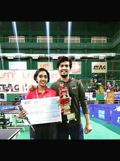 Yashaswini Ghorpade with her gold medal from the Pondicherry Zone nationals.