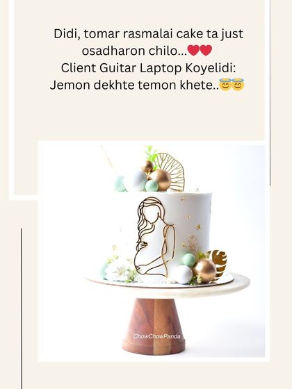 A lovely review in Bengali for a Rasmalai-flavoured baby shower cake. The client said it was "extraordinary" and tasted as good as it looked.