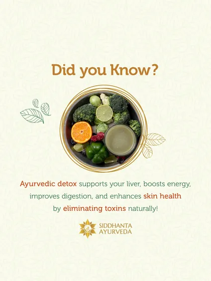 Did you know that an Ayurvedic detox does more than just cleanse? It supports liver function, boosts energy, improves digestion, and enhances skin health by eliminating toxins naturally.