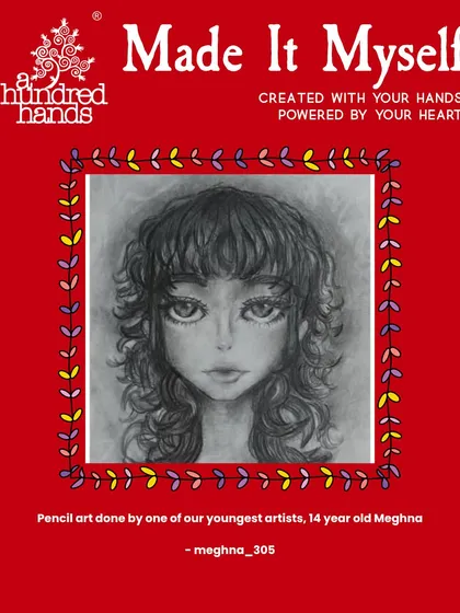 A final week winner is this detailed pencil art portrait by one of our youngest artists, 14-year-old Meghna.