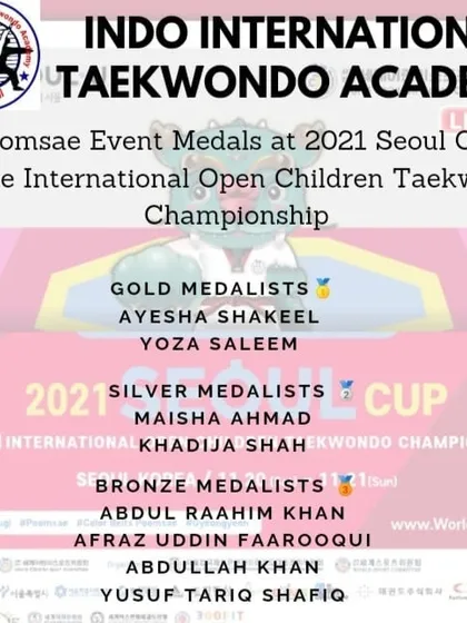 We also achieved great success in the Poomsae (forms) event at the 2021 Seoul Cup. This shows our balanced approach to training all aspects of Taekwondo.