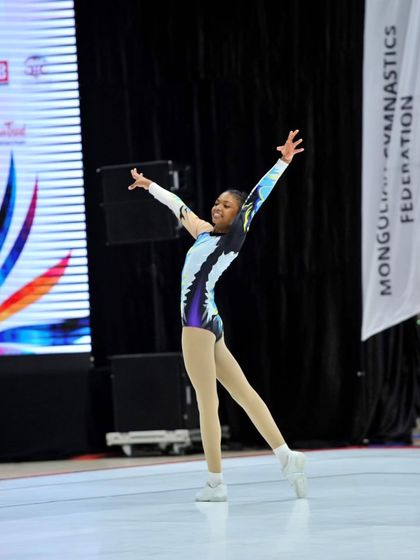 Representing India on the world stage. Our gymnast Akriti Sarkar performing her routine at the Junior Aerobic Gymnastics Asian Championships in Mongolia.