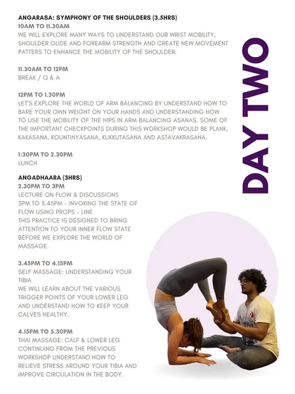 Details from our expansive workshop with RCP, covering everything from hip mobility and arm balances to Thai massage and flow with props. These immersions are designed for deep learning and personal evolution.