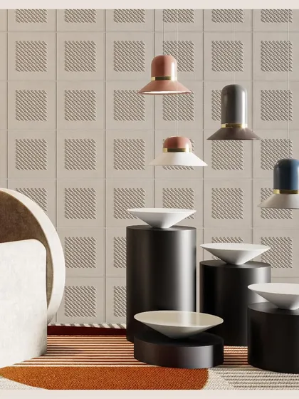 With our wall panels, you can combine detailed designs with elegant simplicity. These perforated geometric tiles create a compelling ambiance that is both modern and visually interesting.