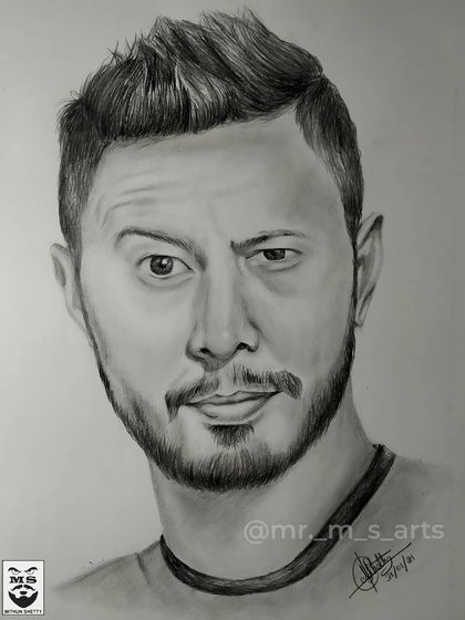 A graphite pencil portrait of movie reviewer Jaby Koay. I worked to capture his distinct expression and features, which are familiar to his many fans online.
