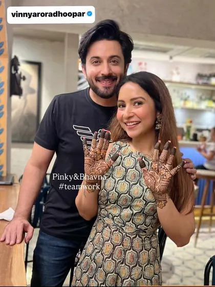 A happy Karwachauth moment with actress Vinny Arora Dhoopar. We are so grateful for the trust she and so many others place in our team.