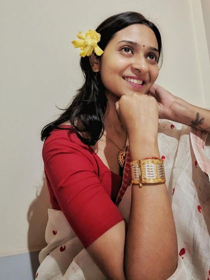 Just an Assamese thing. Wearing a kopou phul (foxtail orchid) in my hair for Bohag Bihu is a tradition I love.