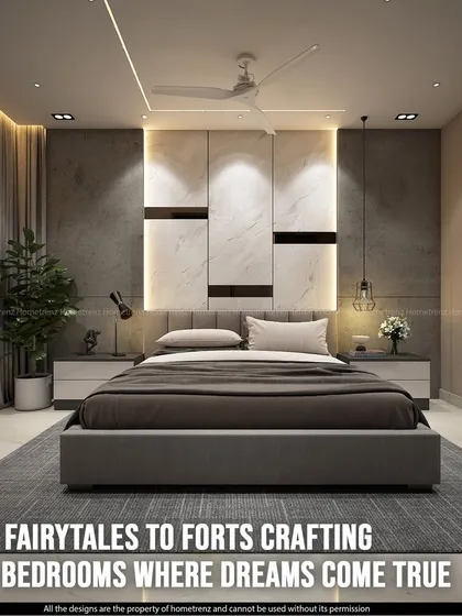 From fairytales to forts, I craft kids' bedrooms where dreams come true. This room features a dramatic marble-paneled accent wall and a simple, elegant bed, creating a space that can evolve with the child.