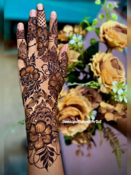 The same floral bunch design against a matching floral background.