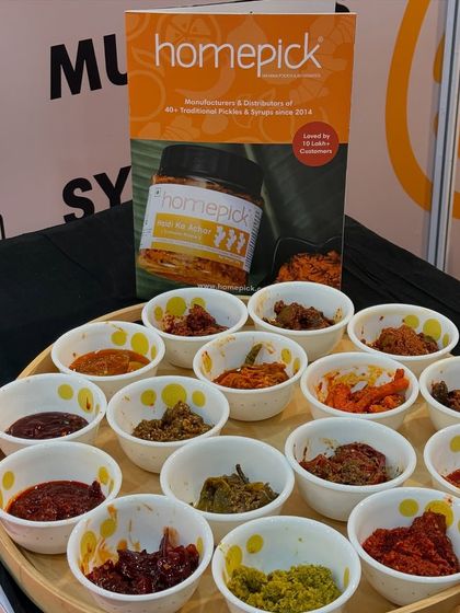 Exhibiting flavours from all around India at the Upper Crust food show. Our tasting tray is ready for you to explore and find your favourite pickle.