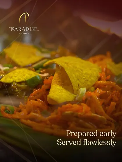 Prepared early, served flawlessly. A close-up of a crunchy and flavorful chaat preparation, showcasing the layers of textures and fresh ingredients.