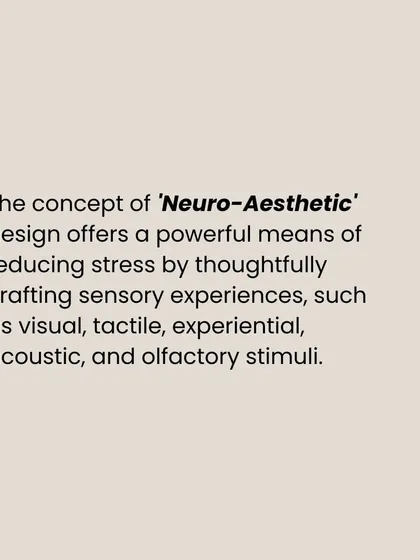 Neuro-aesthetic design offers a powerful means of reducing stress by thoughtfully crafting sensory experiences. We use visual, tactile, and acoustic stimuli to create environments that promote comfort and well-being.